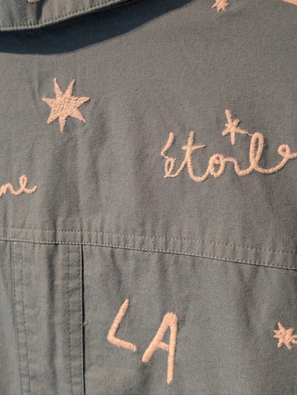 S Sézane x Pangea Will Chore Jacket Embroidery Written Out - Picture 10 of 15
